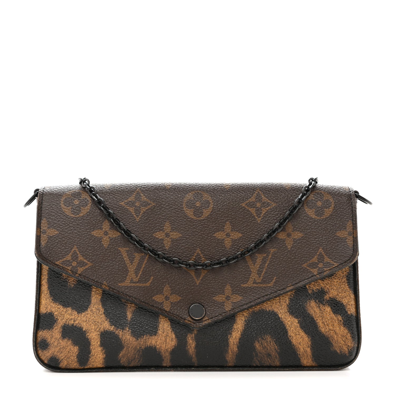 Louis Vuitton Monogram Animal Print Pochette Felicie Chain Wallet 1 of 19
