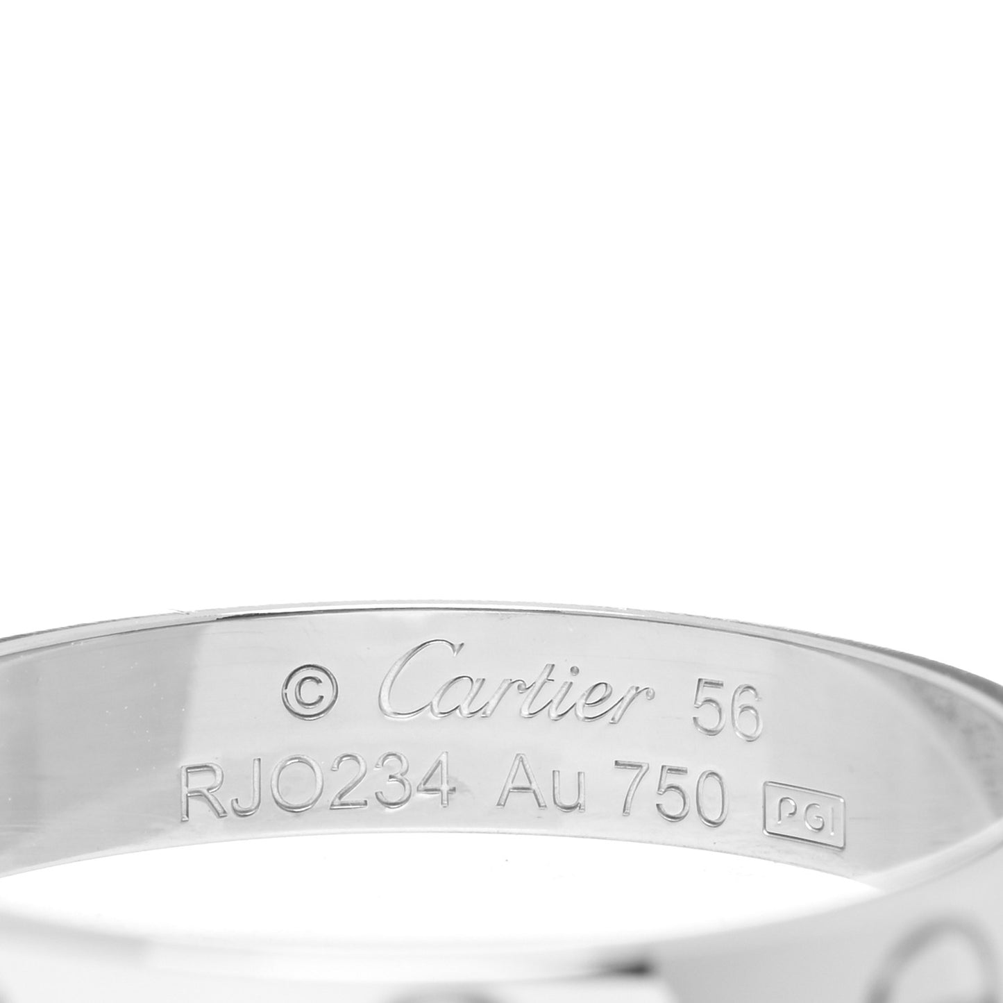 18K White Gold 3.5mm LOVE Wedding Band Ring 56 7.5