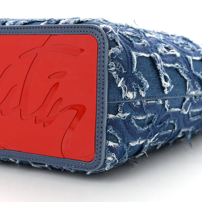 Christian Louboutin Denim Embroidered Spikes East West Cabata Tote Blue 11 of 12
