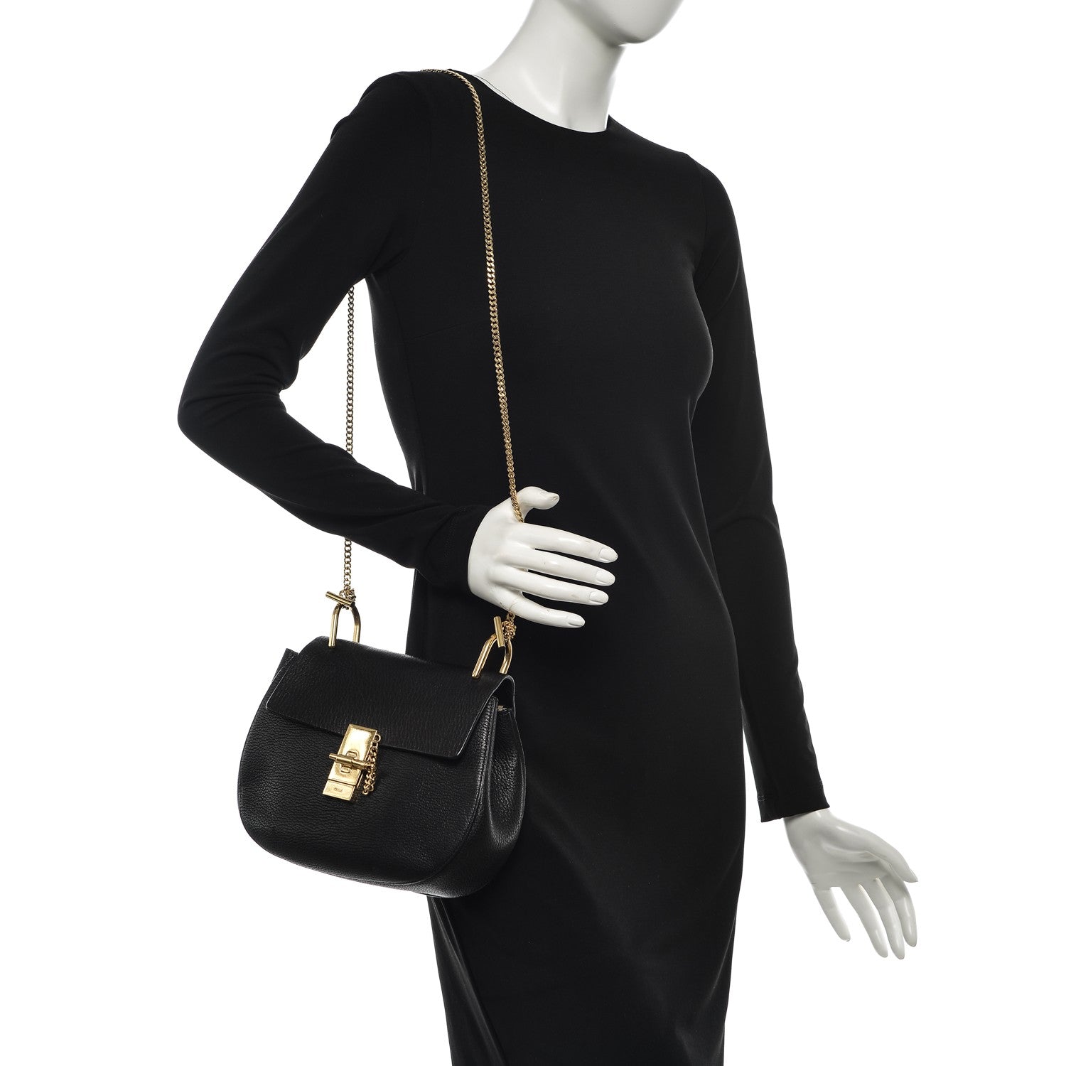 Chloe Grained Lambskin Drew Shoulder Bag Black 2 of 8