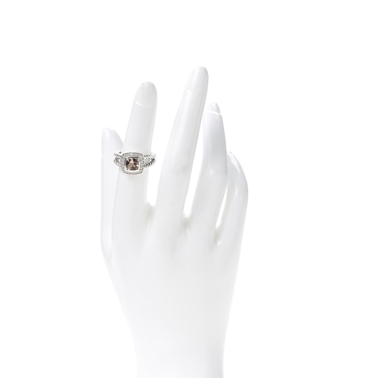 Sterling Silver Diamond Morganite 7mm Petite Albion Ring 52 6
