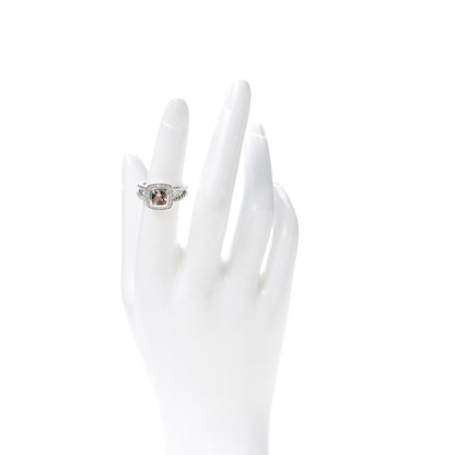 David Yurman Sterling Silver Diamond Morganite 7mm Petite Albion Ring 52 6 2 of 4