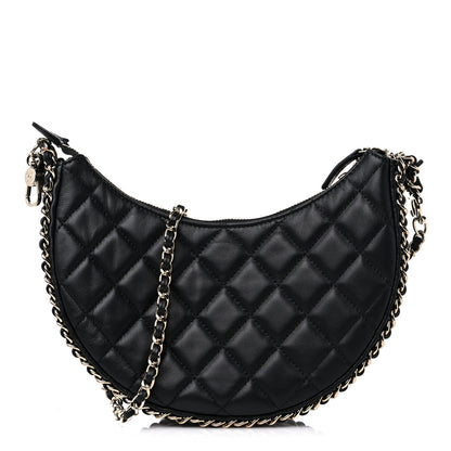 Chanel Lambskin Quilted Small Hobo Bag Black 1 of 9