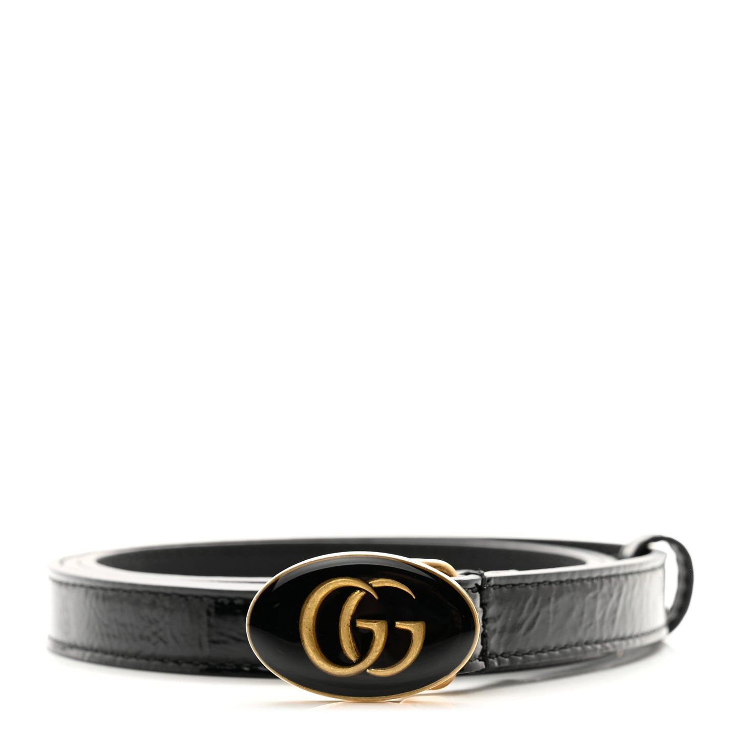 Skipper Calfskin Enamel GG 15mm Belt 90 36 Black