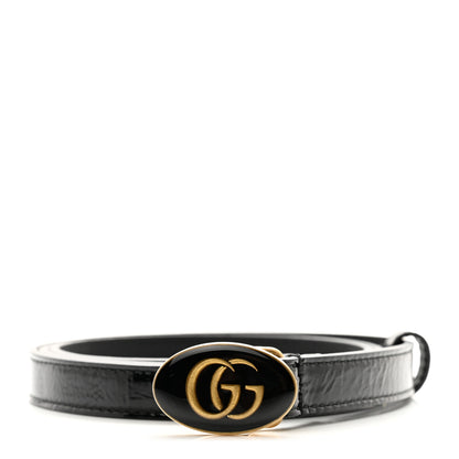 Gucci Skipper Calfskin Enamel GG 15mm Belt 90 36 Black 1 of 6