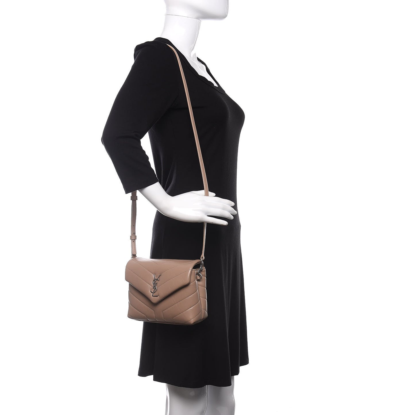 Calfskin Y Quilted Monogram Toy Loulou Crossbody Bag Dusty Grey