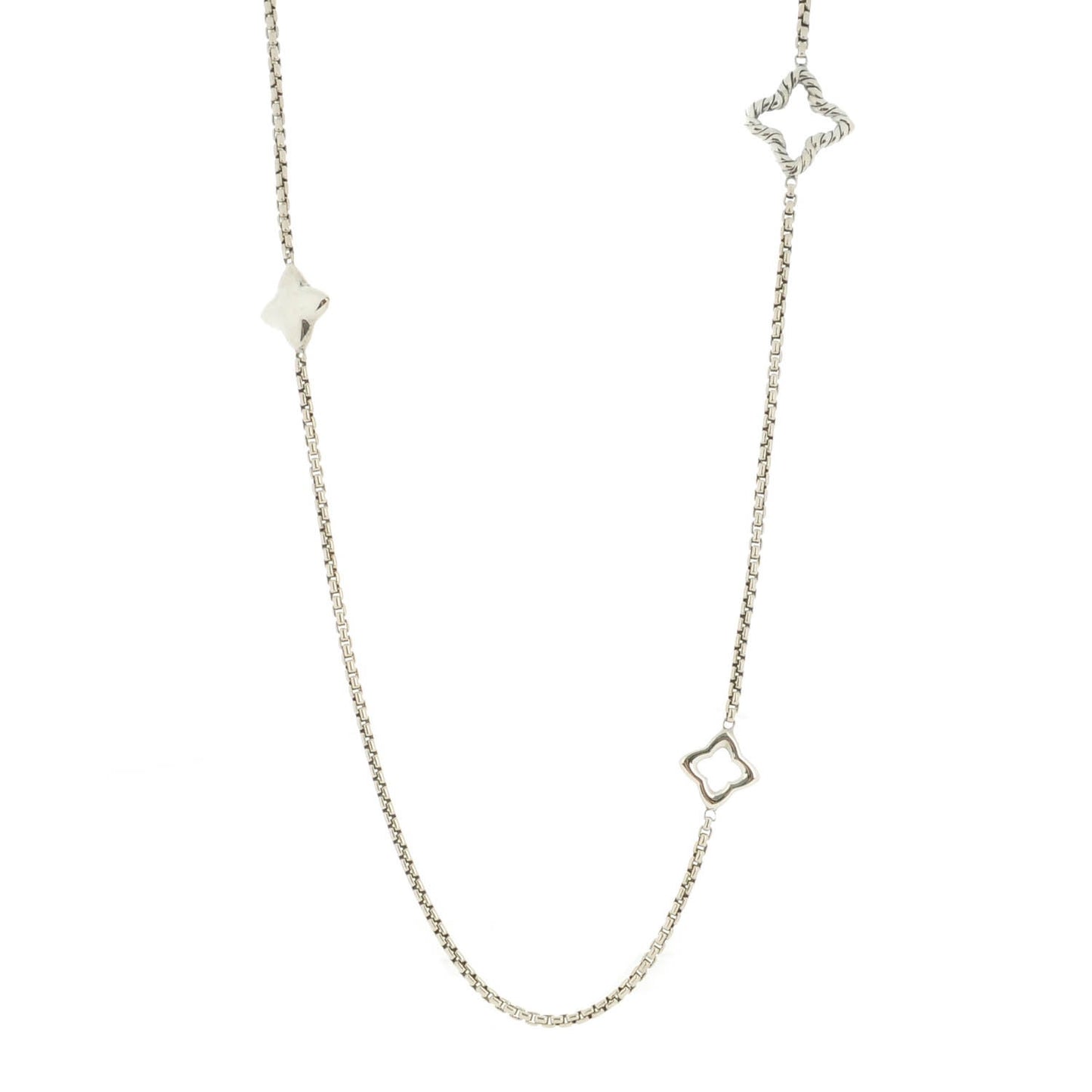 Sterling Silver 25mm Quatrefoil Chain Necklace