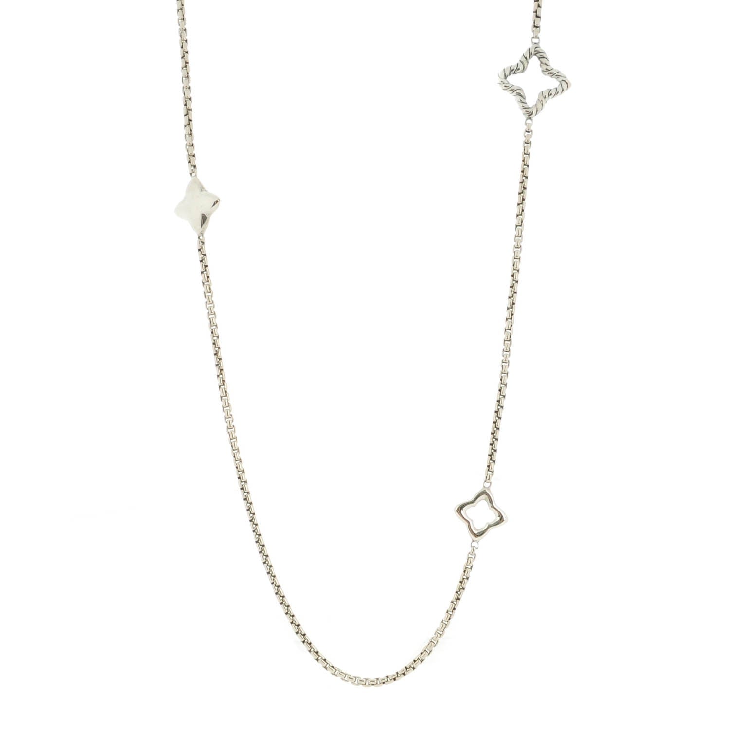 David Yurman Sterling Silver 25mm Quatrefoil Chain Necklace 1 of 6