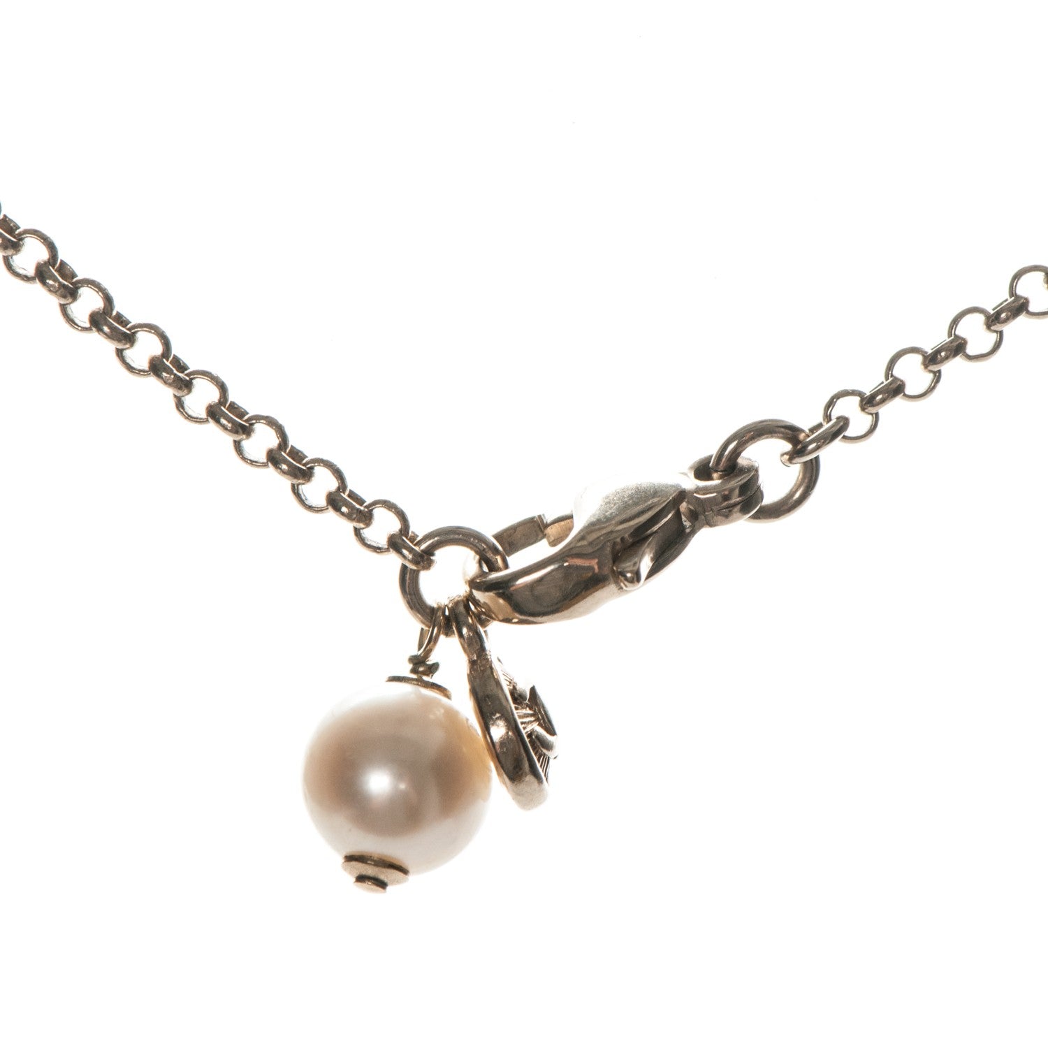 Chanel Pearl Crystal CC Drop Necklace Gold 4 of 5