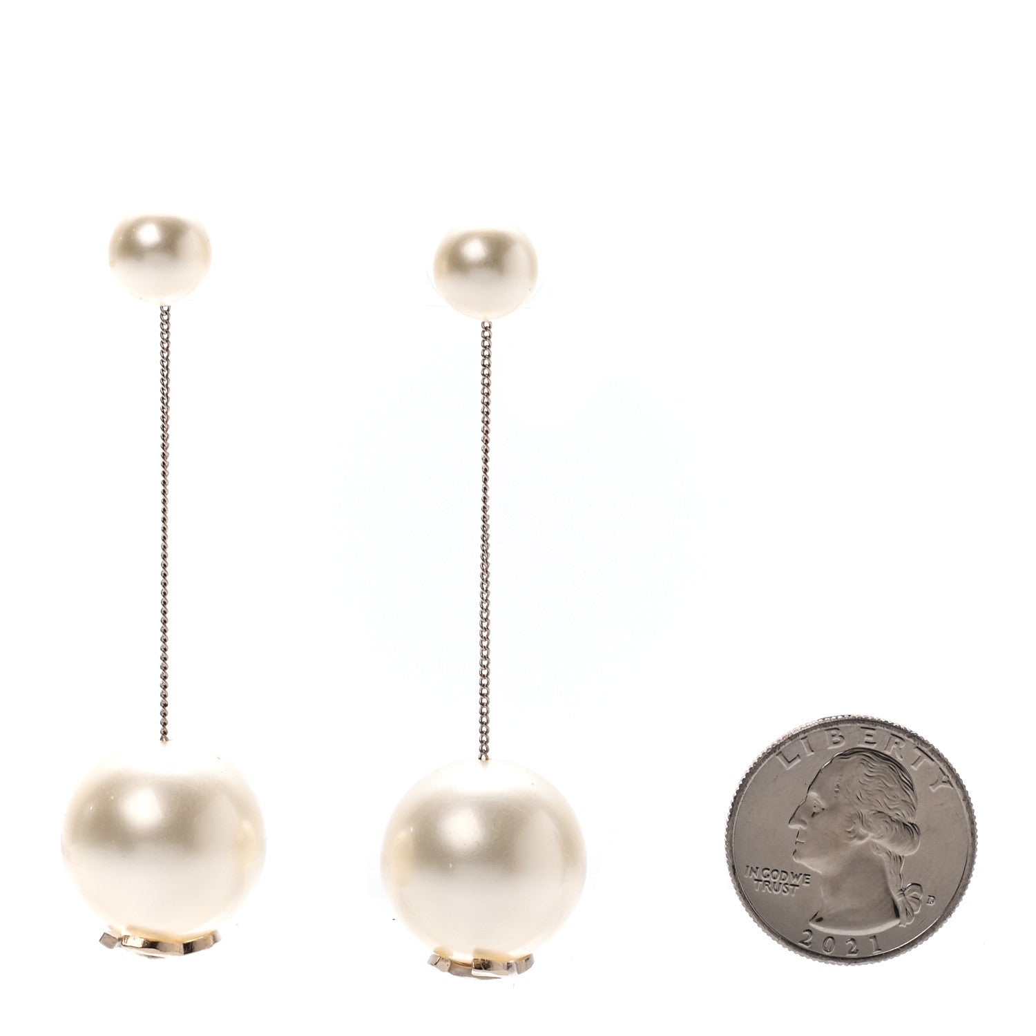 Chanel Pearl CC Chain Drop Earrings Gold 2 of 4
