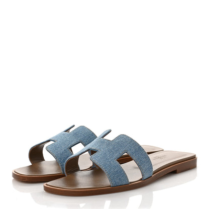 Hermes Denim Canvas Oran Sandals 36 Bleu Clair 3 of 9