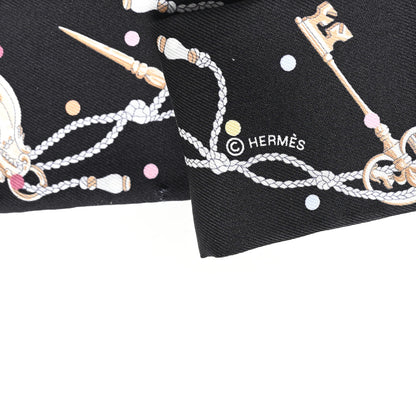 Hermes Silk Les Cles A Pois Twilly Black Beige Rose Multicolor 3 of 4
