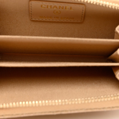 Chanel Iridescent Caviar Quilted Zip Around Coin Purse Beige 5 of 7