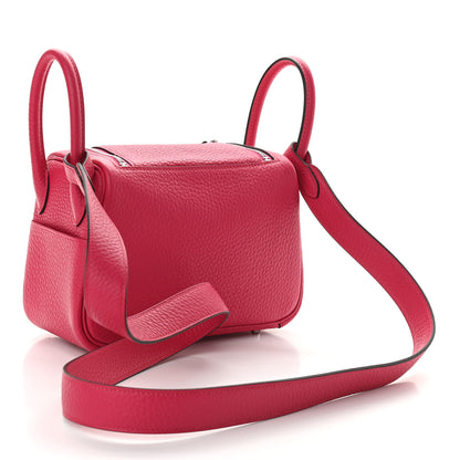 Hermes Taurillon Clemence Mini Lindy 20 Framboise 3 of 9