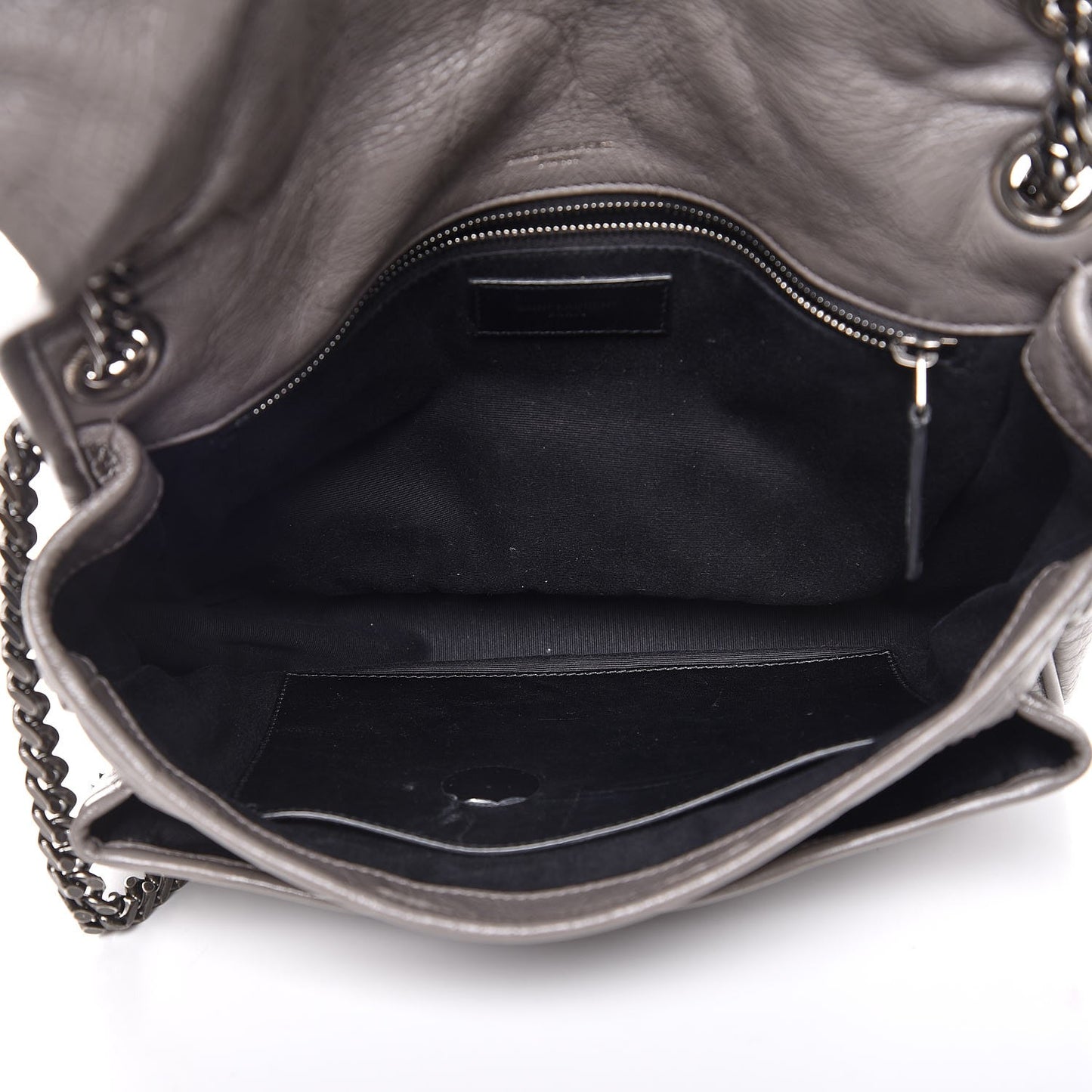 Crinkled Calfskin Matelasse Monogram Medium Niki Chain Satchel Fog