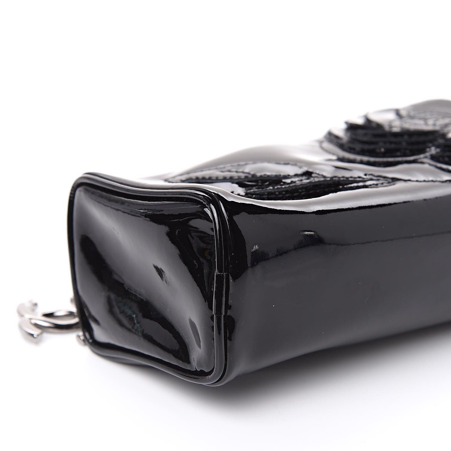 Chanel Patent Camellia Cosmetic Pouch Black 8 of 11