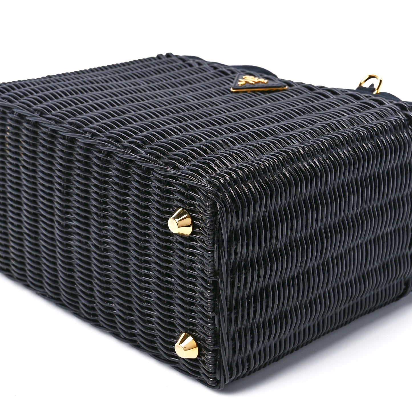 Wicker Canvas Shoulder Bag Black