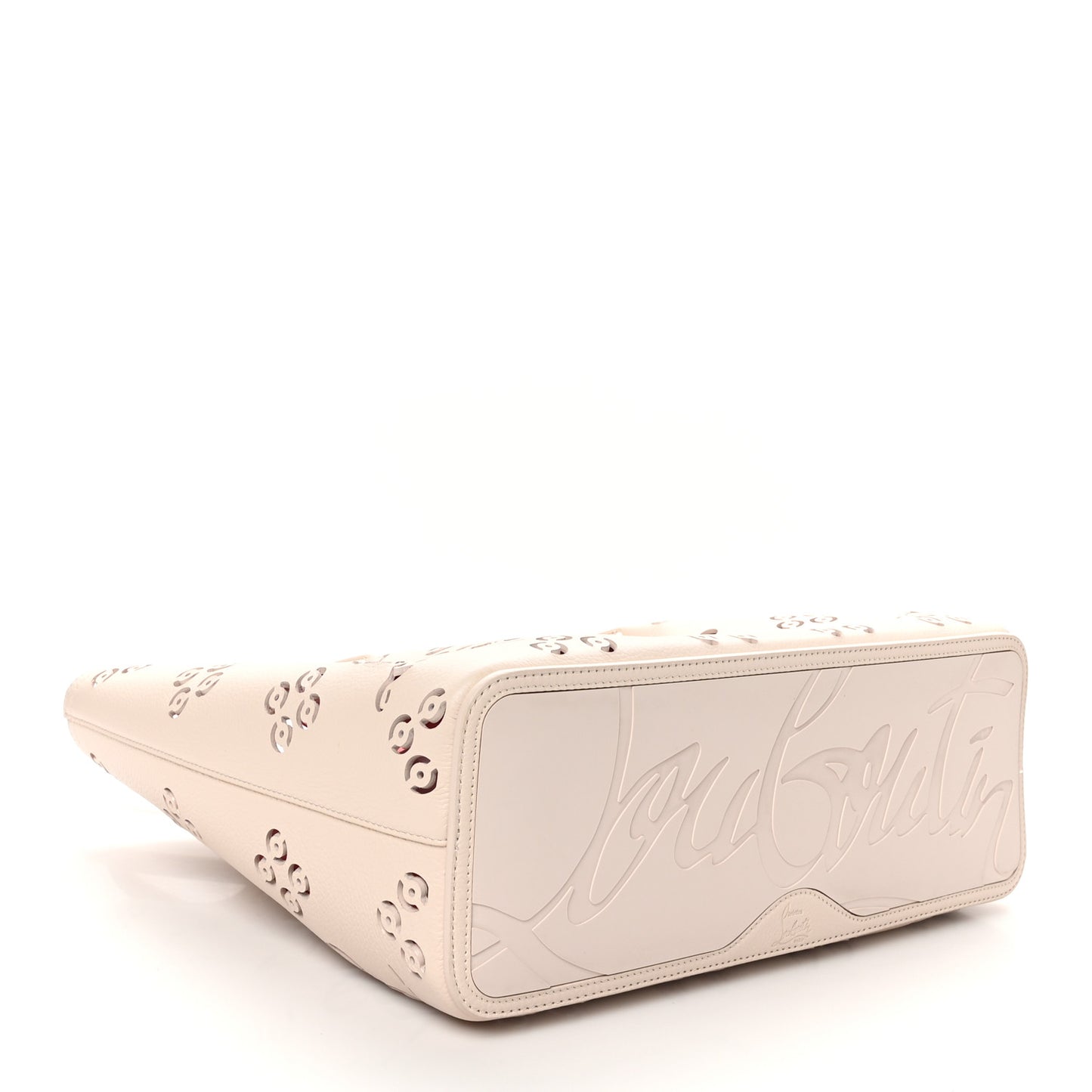 Calfskin Perforated Loubinthesky Spikes Large Cabarock Tote Leche