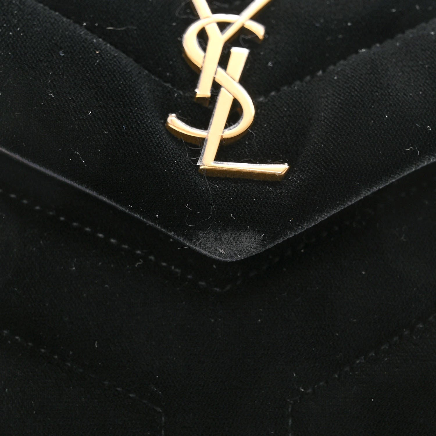 Saint Laurent Velvet Y Quilted Monogram Toy Loulou Chain Satchel French Black 10 of 10
