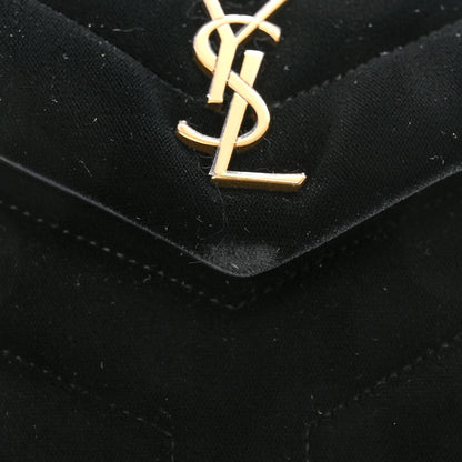 Saint Laurent Velvet Y Quilted Monogram Toy Loulou Chain Satchel French Black 10 of 10