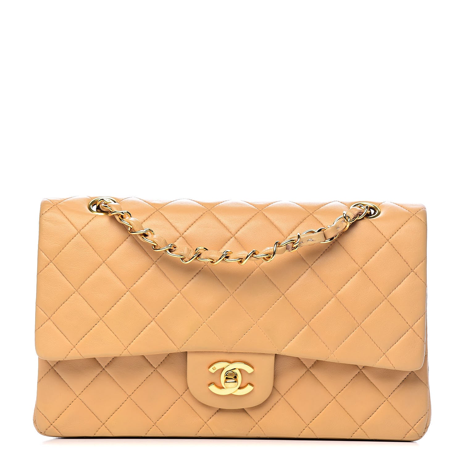 Chanel Lambskin Quilted Medium Double Flap Beige 1 of 14