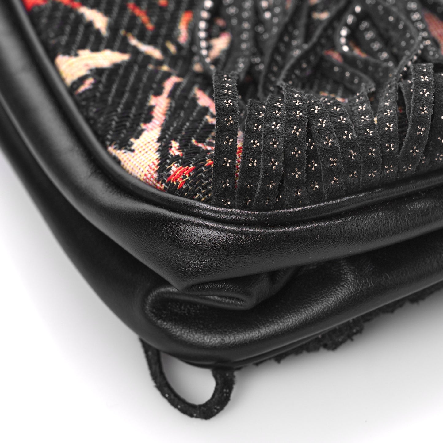 Jacquard Leather Small Fringed Sunset Helena Bucket Bag