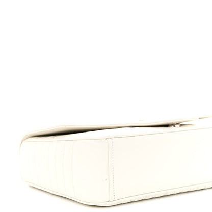 Prada Soft Calfskin Impunture Diagramme Large Chain Flap Shoulder Bag White 8 of 10