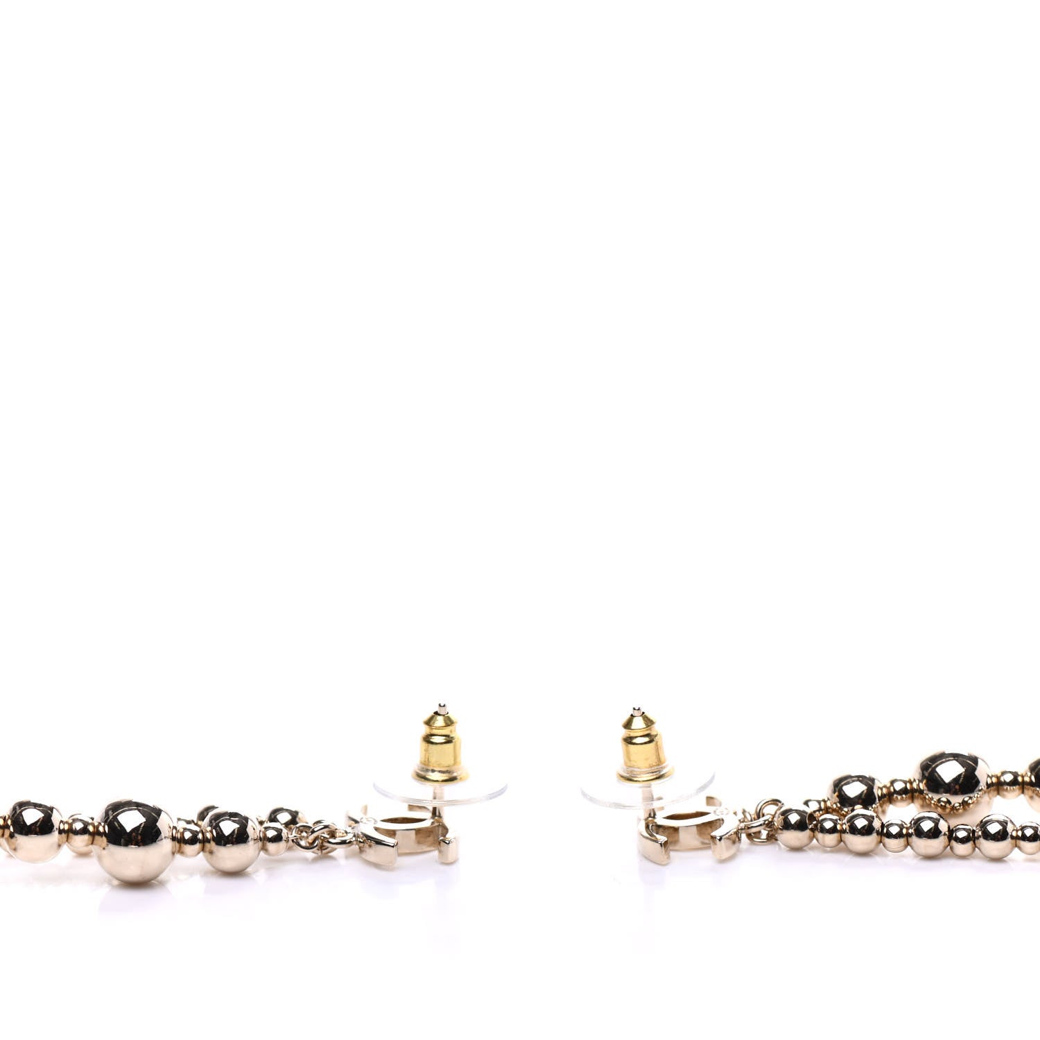 Chanel Metal CC Bead Drop Earrings Gold 3 of 5