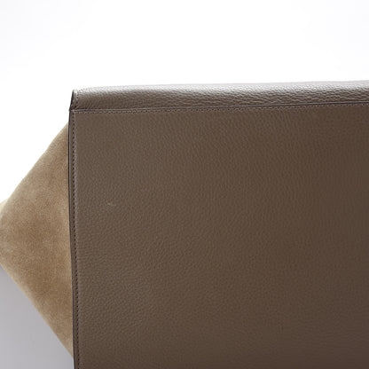 Celine Drummed Calfskin Suede Large Trapeze Souris 9 of 10