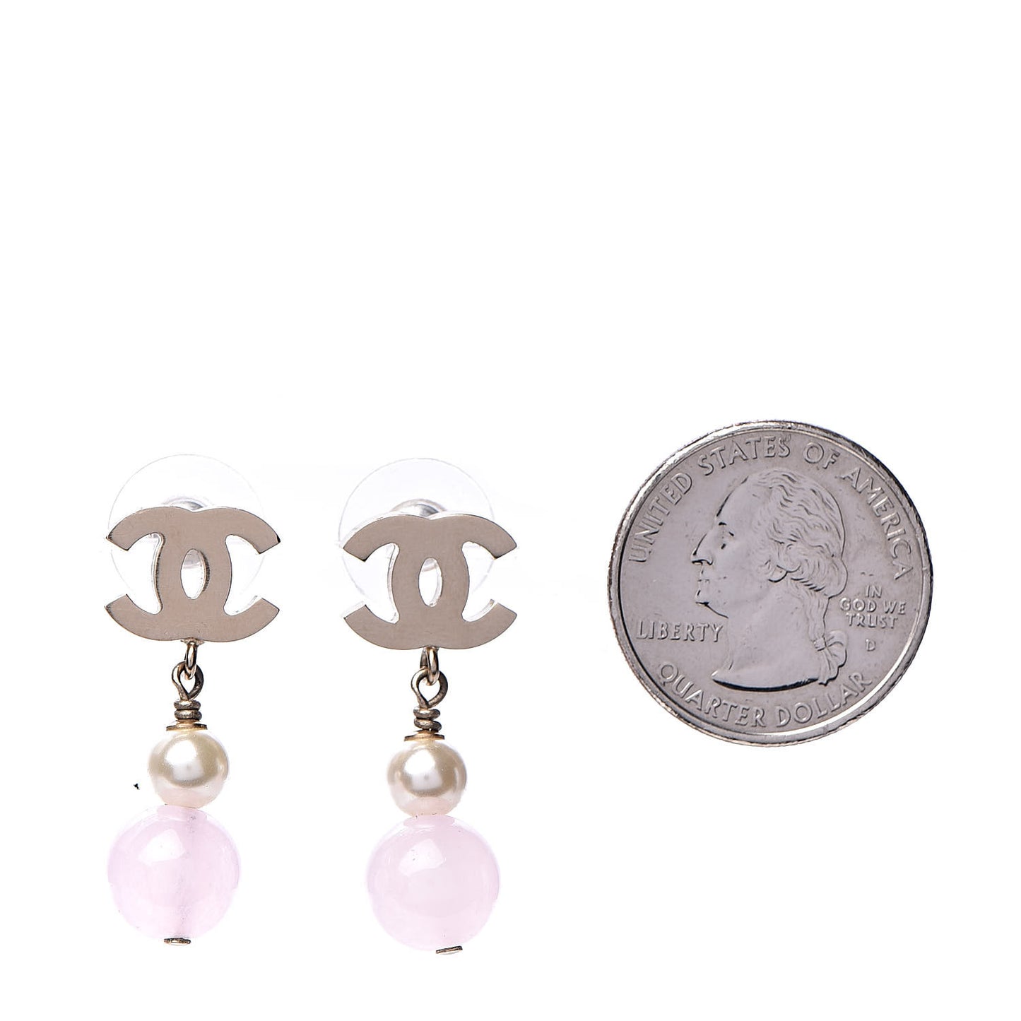 Bead CC Drop Earrings Light Gold