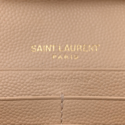 Saint Laurent Grain De Poudre Matelasse Chevron Monogram Chain Wallet Dark Beige 7 of 18