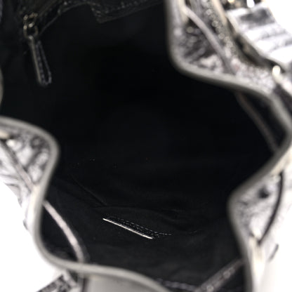 Balenciaga Metallic Agneau Arena Crystal Le Cagole Bucket Bag XS Silver 6 of 10