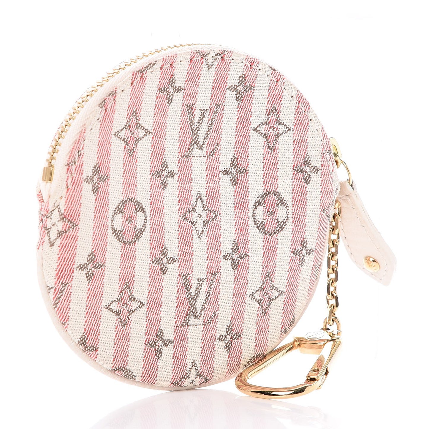 Mini Lin Croisette Round Coin Purse Rouge