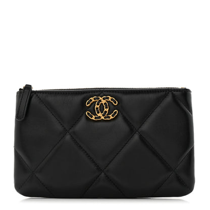 Chanel Lambskin Quilted Small Chanel 19 Pouch Black 1 of 8