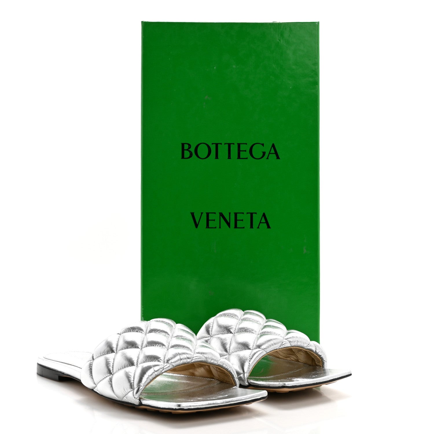 Bottega Veneta Reflection Matelasse Padded Flat Sandals 40 Silver 10 of 10
