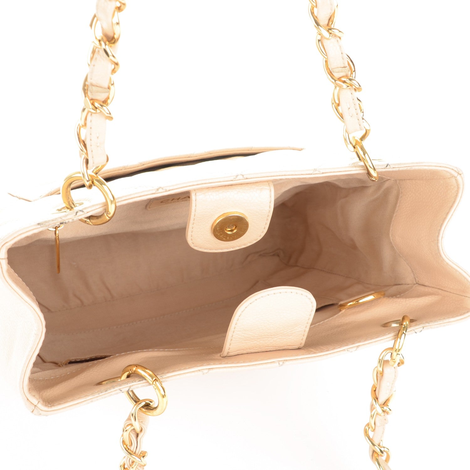 Chanel Caviar Quilted Petit Shopping Tote PST Beige Clair 5 of 8