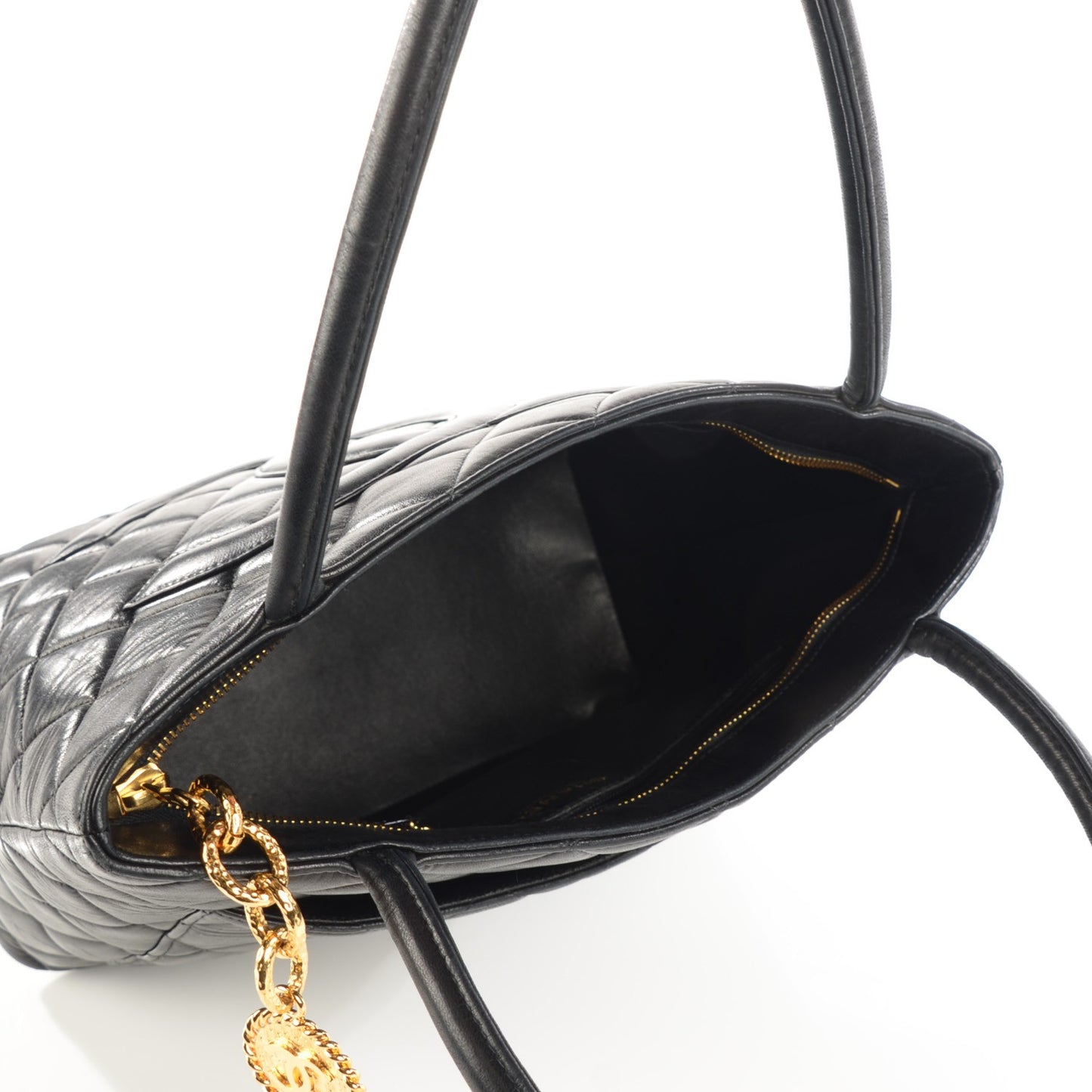 Lambskin Quilted Medallion Tote Black