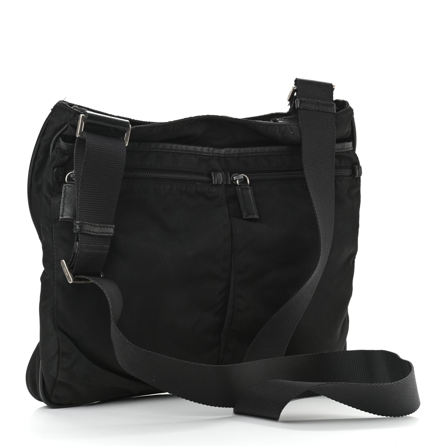 Nylon Flat Messenger Bag Black