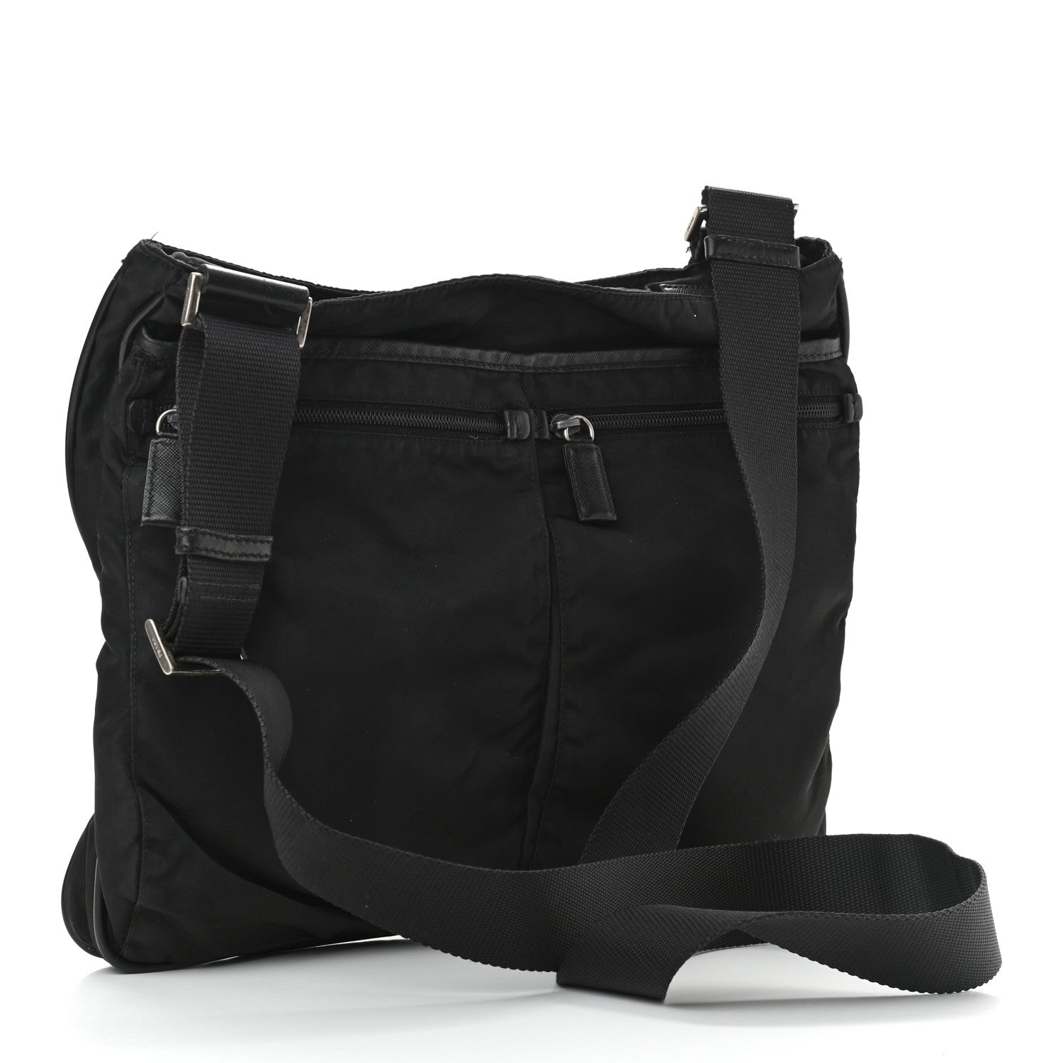 Prada Nylon Flat Messenger Bag Black 3 of 12