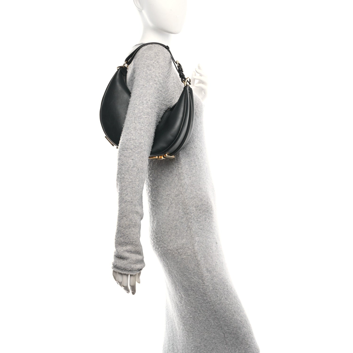 Fendi Vitello Grace Matte Small Fendigraphy Hobo Bag Black 2 of 10
