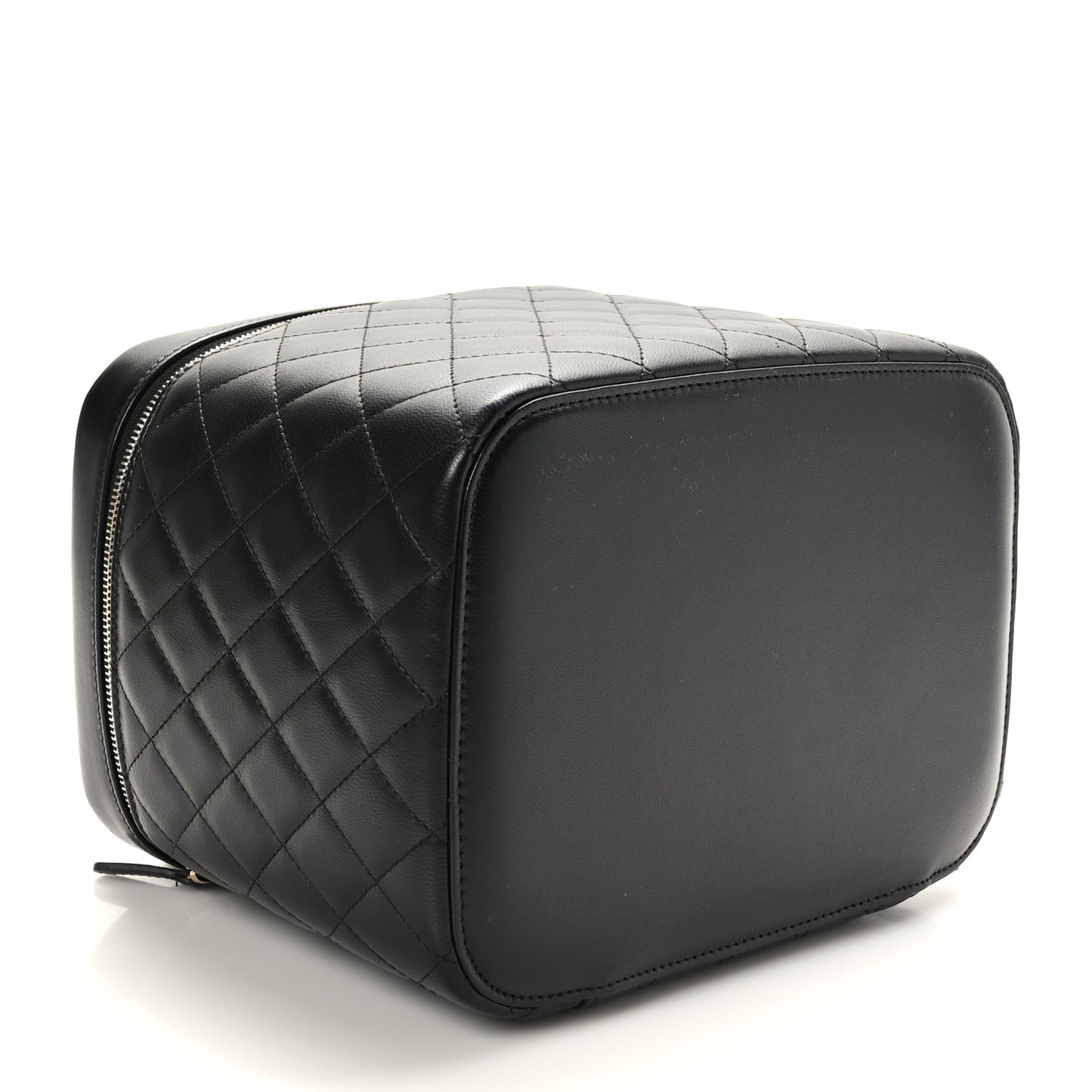 Lambskin Quilted Large Vanity Pouch Black