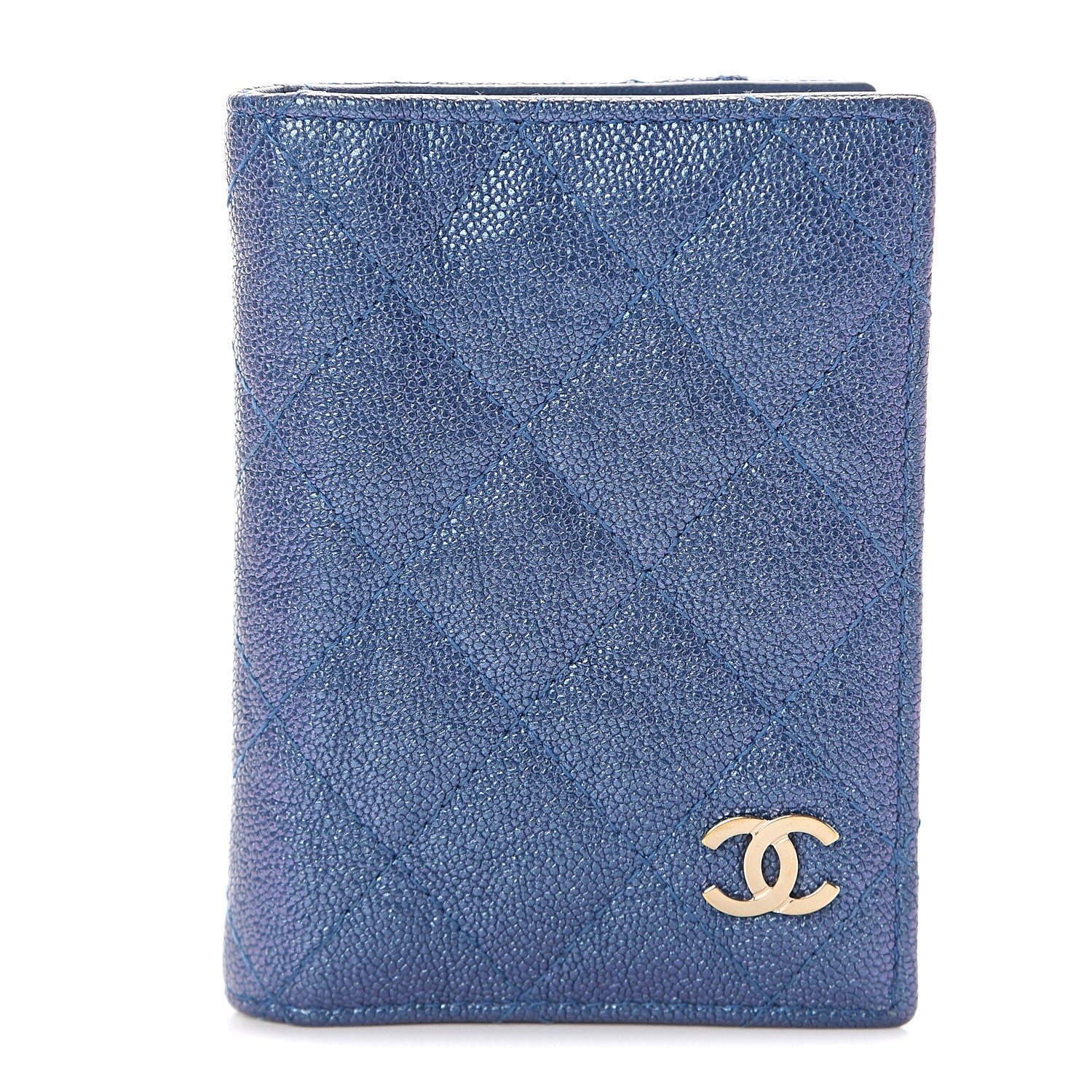 Chanel Iridescent Caviar Quilted Card Holder Wallet Dark Blue 1 of 6