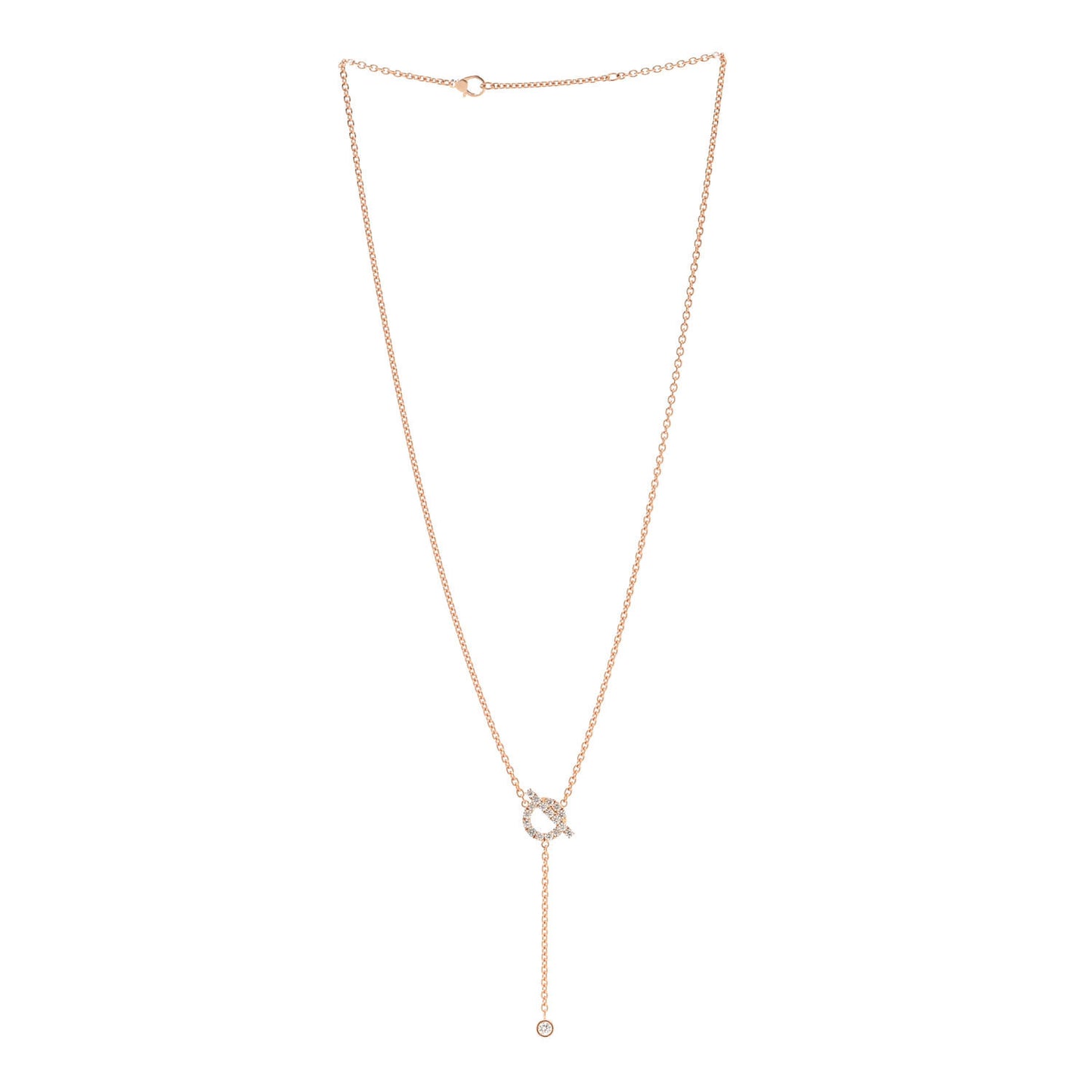 18K Rose Gold Diamond Finesse Lariat Necklace