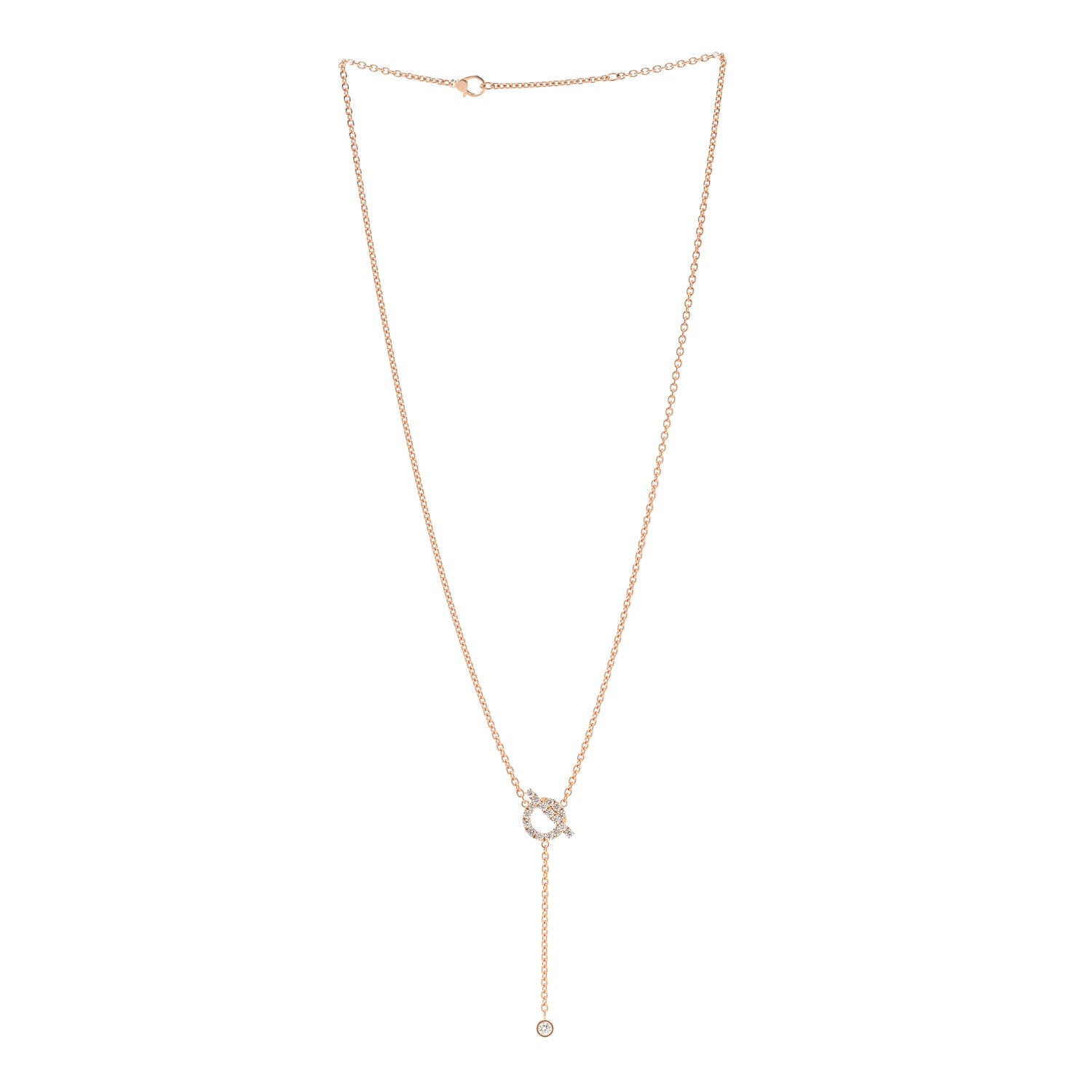 Hermes 18K Rose Gold Diamond Finesse Lariat Necklace 3 of 5