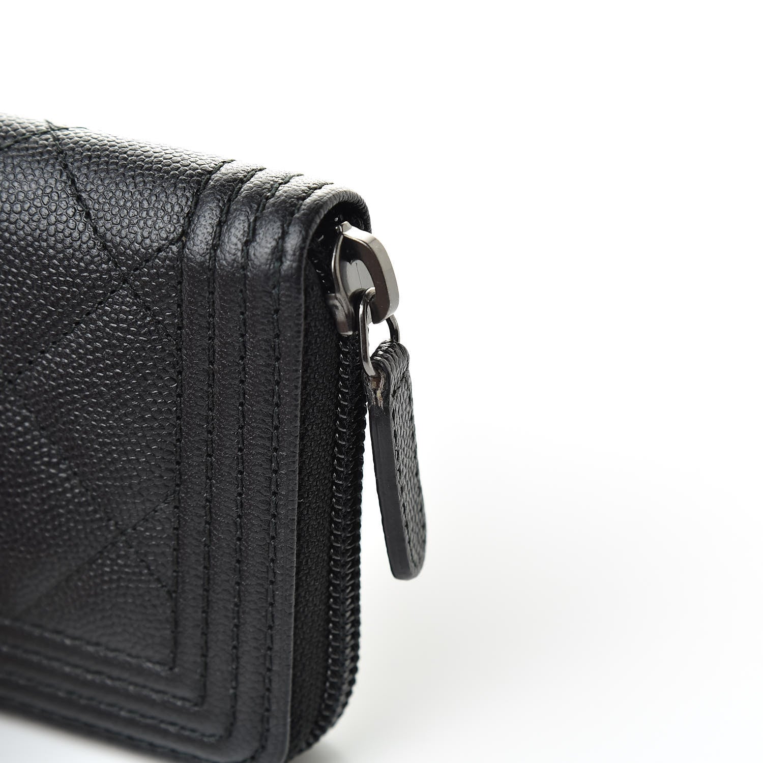 Chanel Caviar Quilted Small Boy Zip Around Wallet Black 9 of 10