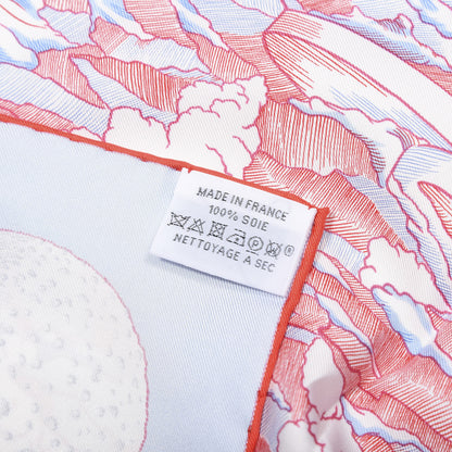 Hermes Silk Cosmographia Universalis Scarf 90 Ciel White Rouge 6 of 7