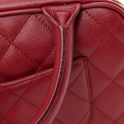 Chanel Caviar Quilted Small Bowler Dark Red 12 of 13