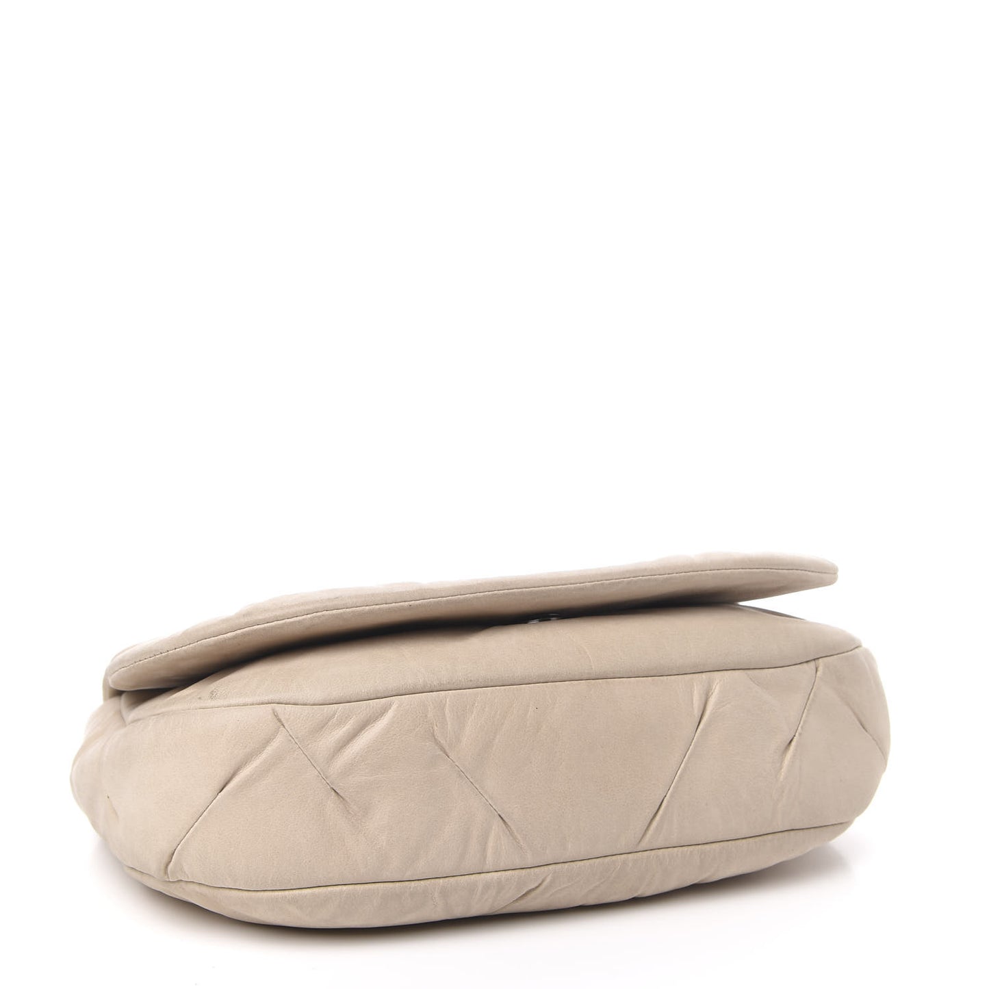 Iridescent Calfskin Glint Flap Beige