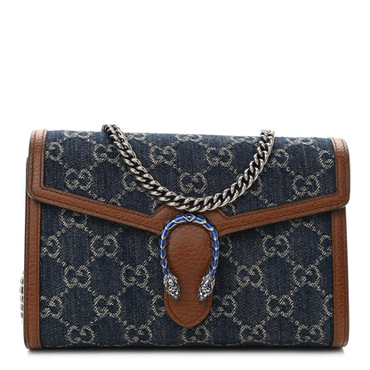 Gucci New Denim GG Monogram Dollar Calfskin Enamel Mini Dionysus Chain Wallet Blue Tea Cuir Epilog Electric Blue 1 of 10