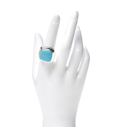 David Yurman Sterling Silver Turquoise 17mm Albion Ring 57 8 2 of 5